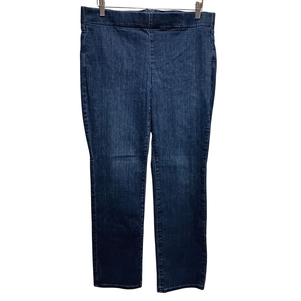 NYDJ Pull On Skinny Straight Jeans Women 12P Blue Lift Tuck Denim Casual Stretch